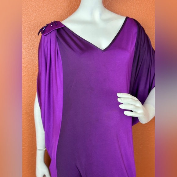 BOUNCE VINTAGE Elegant Purple Draped Dress Size 48. E45 - Picture 10 of 16